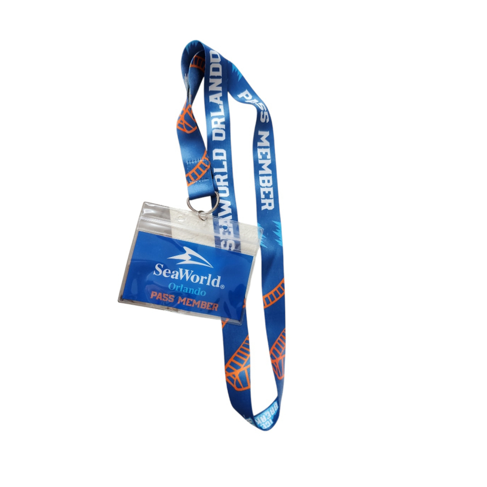SeaWorld Orlando Pass Member Ice Breaker Lanyard Blue Orange 1